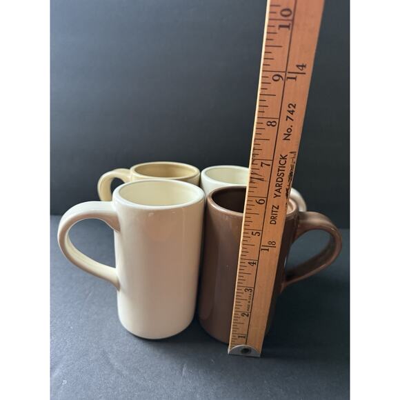 POTTERY BARN Studio BARBARA EIGEN Putty Tan Brown Tall Coffee Cup Mug Set(4) - Picture 3 of 10